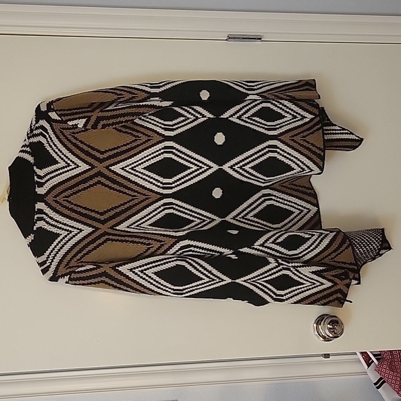 WEST 36TH Geometric Art Deco Draped Grandpa Cardigan Sweater Medium Large - Picture 5 of 9